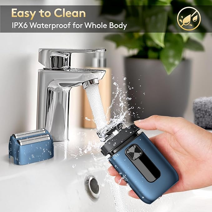 Brightup Foil Shaver Electric Razor & Shavers for Men with Trimmer[150 Min Runtime], IPX6 Waterproof Double Floating Blades for Shaving Face, Cordless/Type C Rechargeable/Travel Lock/LED Display