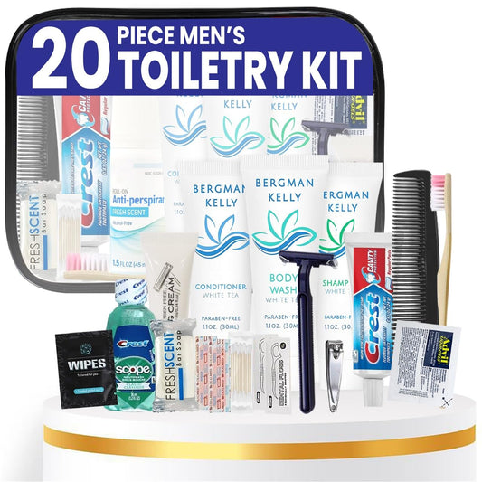 Trektote Travel Toiletry Kit for Men and Women – 20 Piece Set of Travel Size Toiletries, TSA Compliant, Includes Shampoo and Conditioner, Body Wash, Toiletry Bag & More