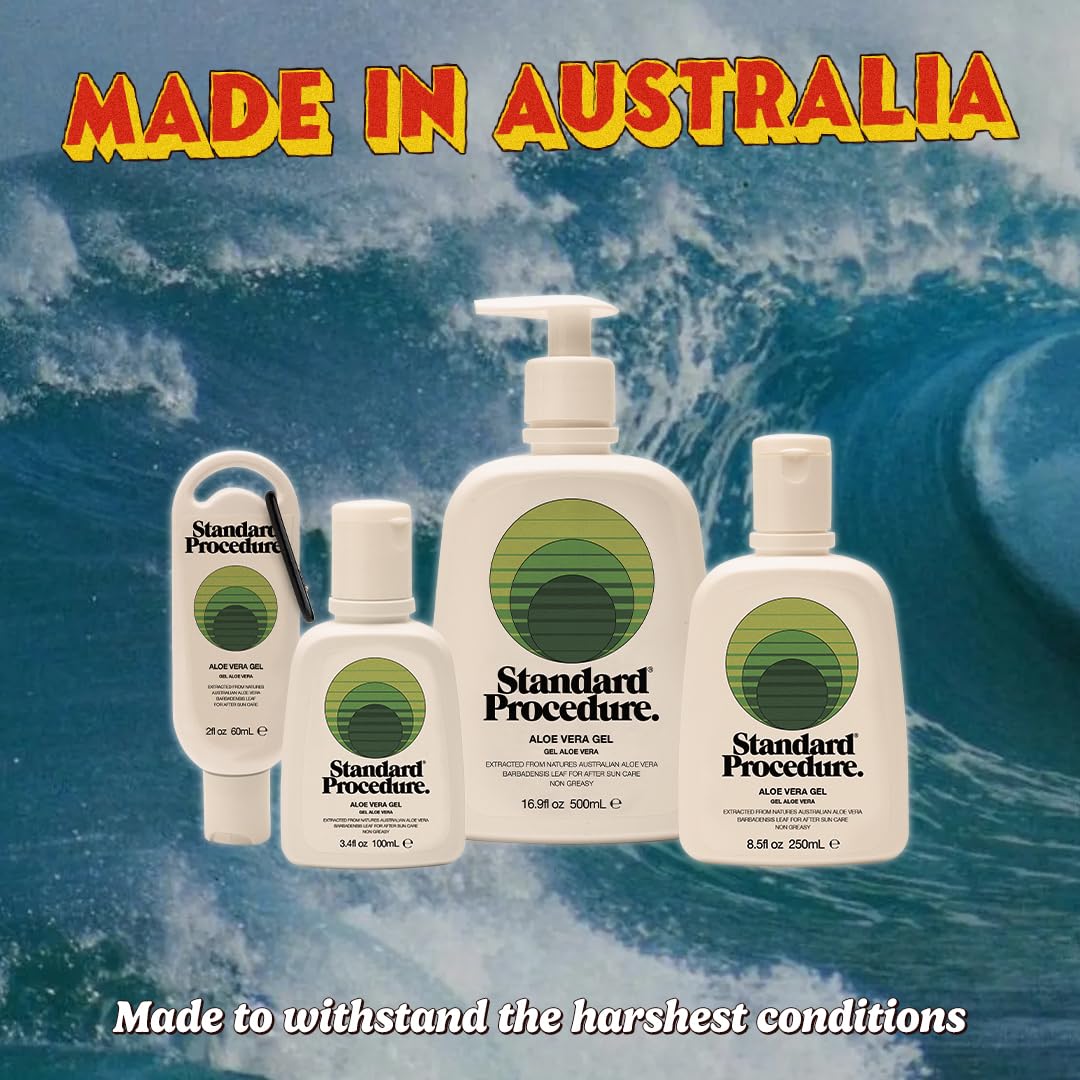 Standard Procedure. Aloe Vera Gel, Soothing Relief for After Sun, Moisturizes and Refreshes Dry Skin, Pure Aloe Vera, Non-Greasy, 2 oz
