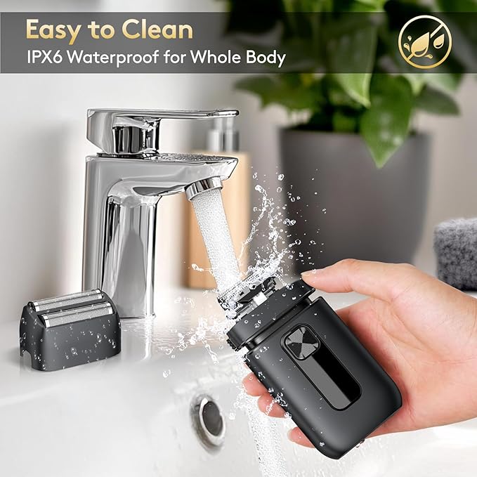 Brightup Foil Shavers for Men - Smooth & Painless Electric Razor for Men with Back Beard Trimmer for Long Thick - Wet Dry Shaving/Travel Lock/LED Display/IPX6 Waterproof