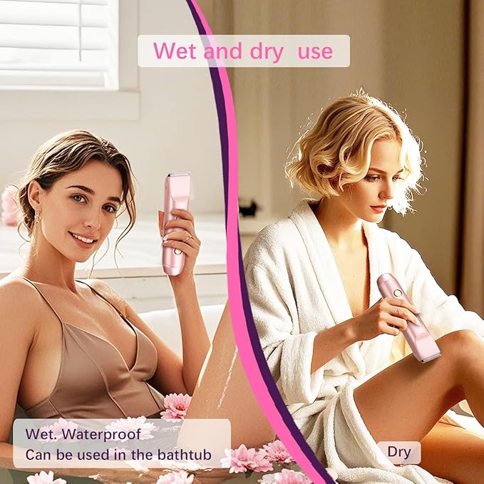 Bikini Trimmer for Women、Dermave Bikini Shaver 2-in-1 Dual Head Shaver Electric Razors for Women、Independent Control、 Ipx7 Waterproof