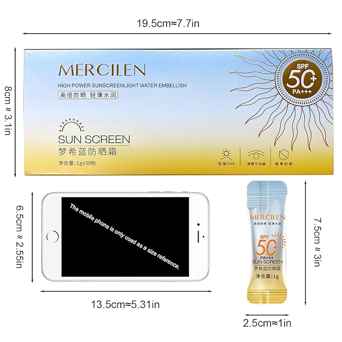 60PCS Mini Sunscreen SPF50+ PA+++ - Travel Size Sunscreen Bulk for Face & Body, Lightweight & Non-Greasy, Water-Resistant, Perfect for Summer Party & Thank You Gifts