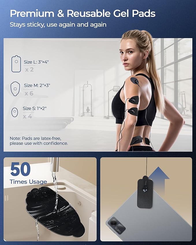 KingPavonini 3-in-1 TENS Unit Muscle Stimulator for Pain Relief Therapy, Dual Channel 36 Modes TENS Machine with 12 Pads, Rechargeable & Portable EMS Muscle Stimulator for Back, Shoulder, Neck