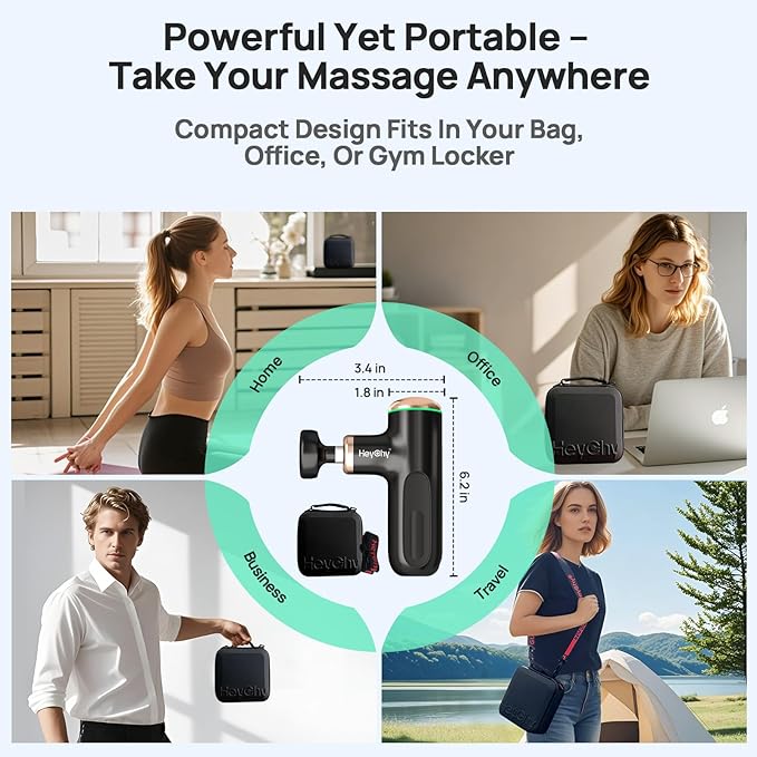 A1 Super Mini Massage Gun, Percussion Deep Tissues Muscle Massager (Heat-Black)