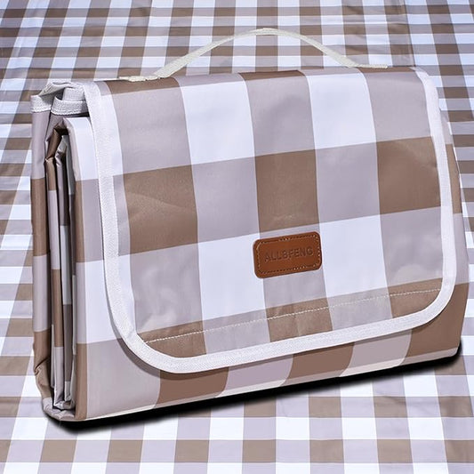 80"x80" Extra Large Waterproof Outdoor Mat - Sandproof Foldable Picnic Blanket for Family Camping, Backyard, Beach Parties - Heavy Duty & Easy Storage (Dark Brown)