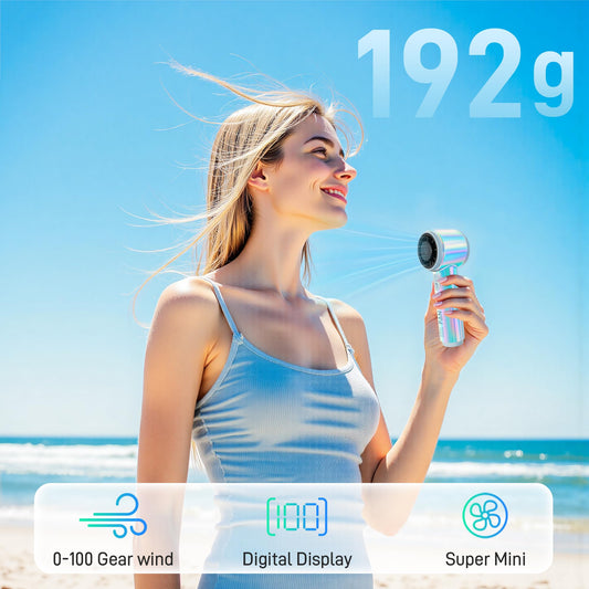 Portable Handheld Fan, Turbo Fan, Up to 10 Working Hours, 14000RPM High Speed, Rainbow Personal Pocket Design with 1-100 Speeds, Battery Rechargeable, Essentials for Women Beach Travel Outdoor Blue