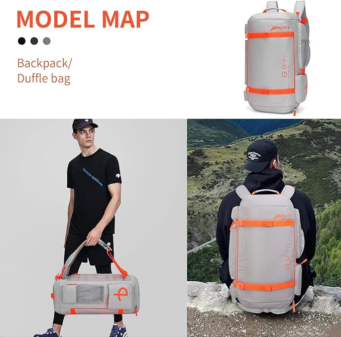 BE SMART 40L Extra Large Gym Backpack for Men, Big Gym Bag with Shoes Compartment, Waterproof Heavy Duty Duffel Bags, Men's Workout Backpacks for Outdoor Sport,Hiking,Camping,Travel