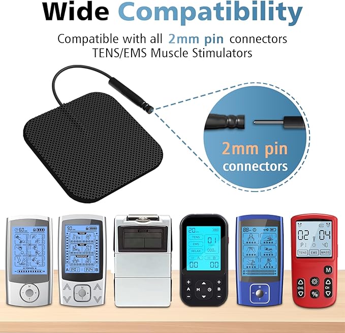 20Pack TENS Unit Electrode Pads with Reusable Self-Adhesive Performance, BHK-TENS Replacement Pads Compatible with TENS 7000/ TENS 3000/ AUVON/Neocarbon/TENKER, Eelectrodes Use 2mm Lead Wires