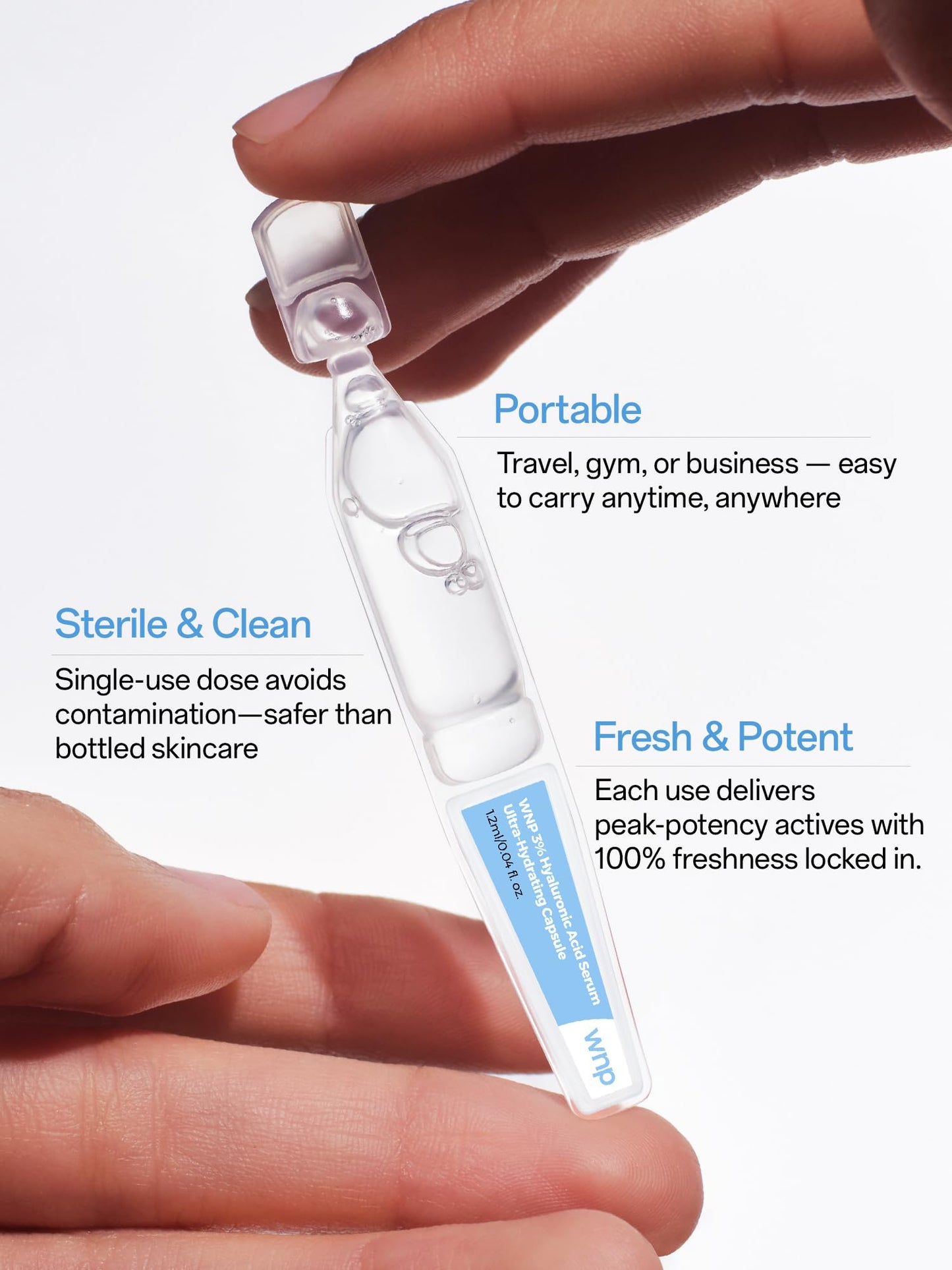 WNP 3% 4D Hyaluronic Acid Serum Ultra Hydrating Serum Smoother Skin|Pre-makeup SkinCare|Anti-Aging serum for face Single-Use Vials Skincare for Dry&Sensitive skin(1.2 ml)*30