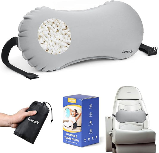 Luxtude Inflatable Lumbar Pillow for Airplane Travel, Lumbar Support Pillow for Office Chair/Car, Self-Inflating Travel Lumbar Pillow Back Support, Lower Back Pillow for Reducing Lumbar Pain