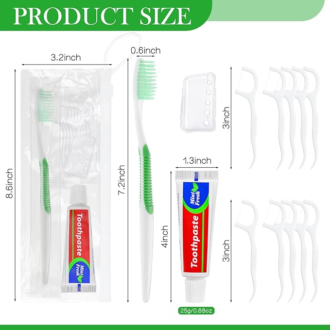 100 Set Disposable Toothbrushes with Toothpaste,5-in-1 Personal Care Travel Toiletries Sets Bulk Toothbrushes with Toothpaste and Floss,Comb,Cover Toothbrush Kit for Homeless,Hotel,Charity