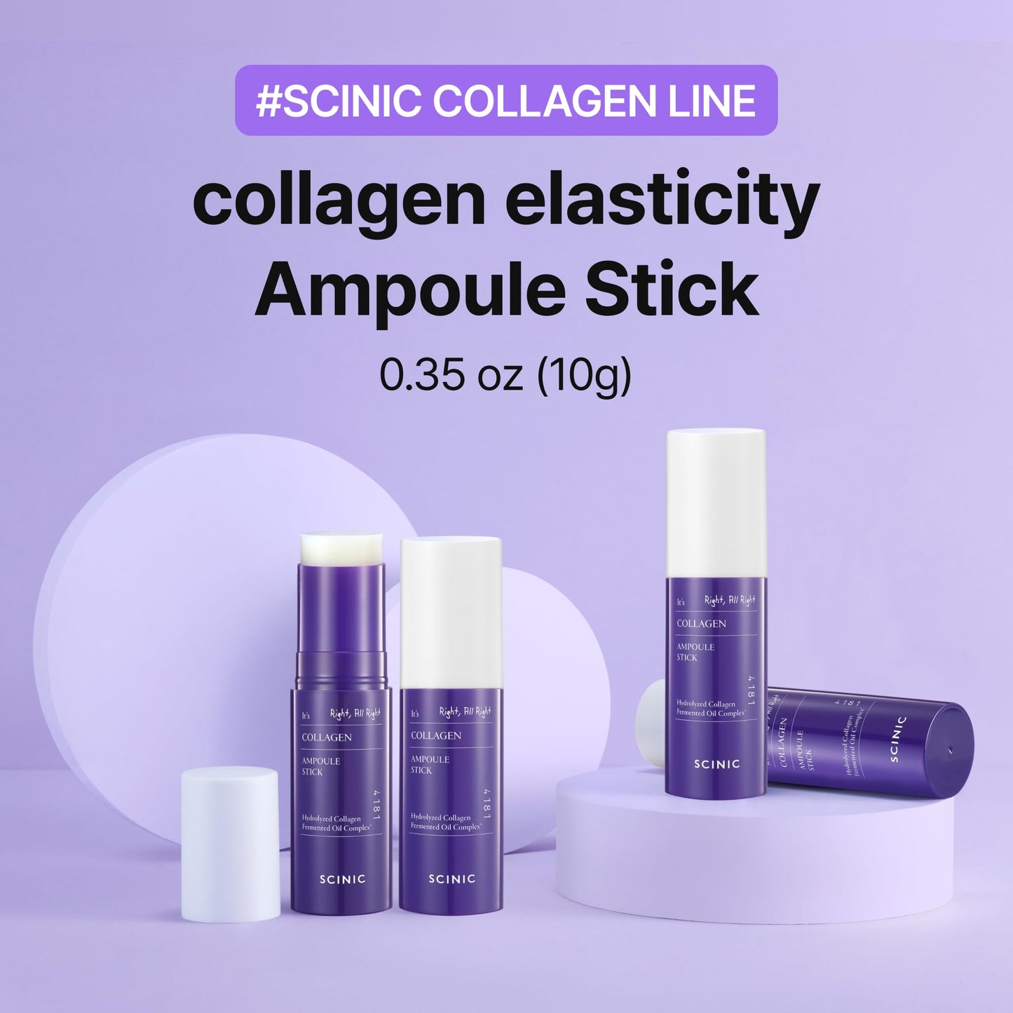[Set of 2] SCINIC Collagen Ampoule Stick – 0.35 fl.oz Each, Anti-Aging & Hydrating Multi-Balm with Low-Molecular Collagen & Fermented Oil for Firm, Radiant Skin | Korean Skincare