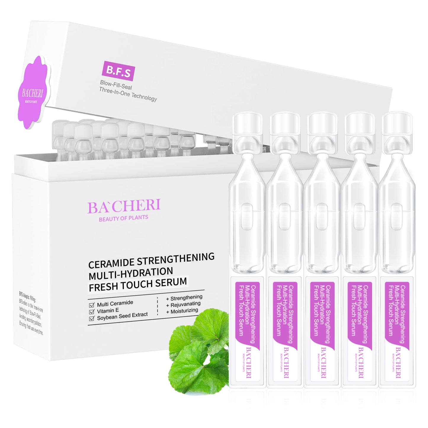 Ceramide Serum for Dry Sensitive Skin – Triple Ceramide Complex with Hyaluronic Acid, Hydrates & Repairs Skin Barrier, Soothes Redness & Irritation, 1.8ml x 30 Ampoules