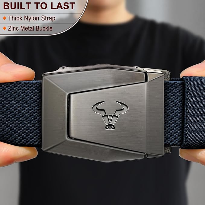 BULLIANT Men Belt 2 Pack,Nylon Web Holster Belt Stretch for Gift Men Outdoor Work Sports Hunting Hiking,Quick Release