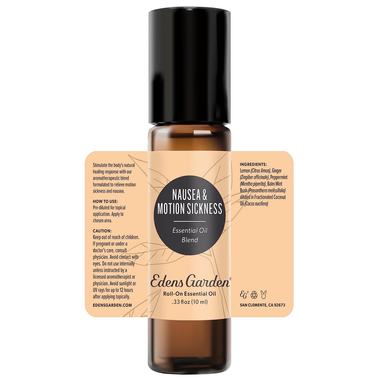 Edens Garden Nausea & Motion Sickness Essential Oil Roll-On Blend- 100% Pure Premium Grade, Natural, Therapeutic, Aromatherapy, Kid & Skin Safe, The Best for Travel Pre-Diluted 10 ml (.33 fl oz)