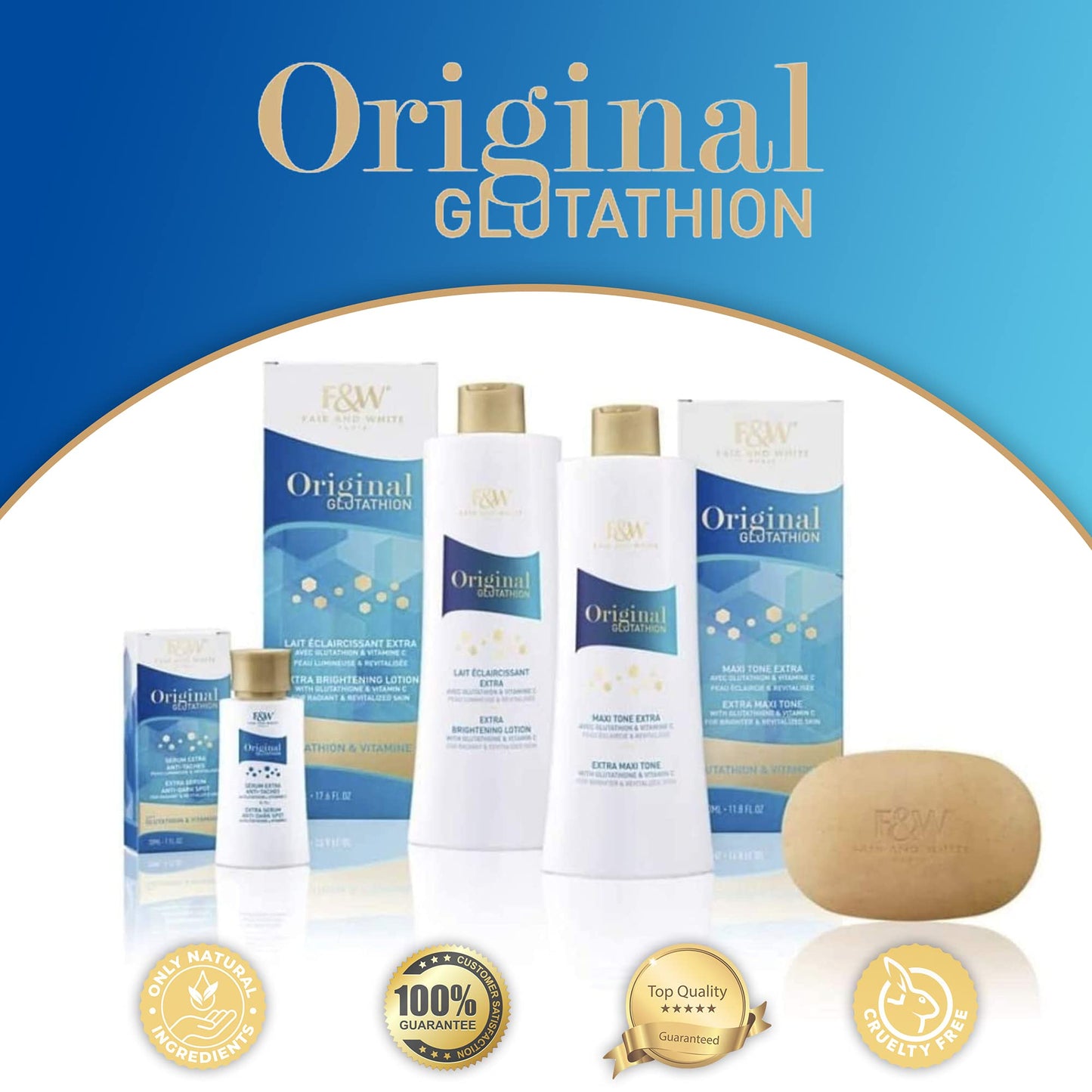 FAIR & WHITE Original Glutathione Dark Spot Serum - 1 fl oz / 30ml - Skin Brightening Serum, Helps to Reduce Skin Pigmentation - Skin Brightening Serum for Face & Body - with Glutathione & Vitamin C