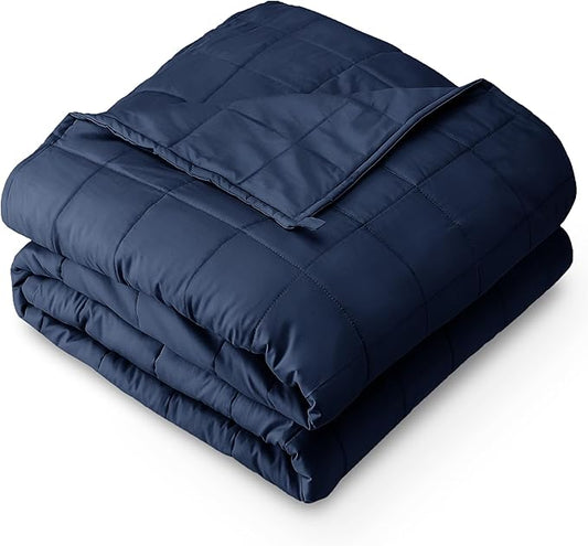 Bare Home Weighted Blanket Queen Size 22lb (60" x 80") for Adults - All-Natural 100% Cotton - Premium Heavy Blanket Nontoxic Glass Beads (Dark Blue, 60"x80")