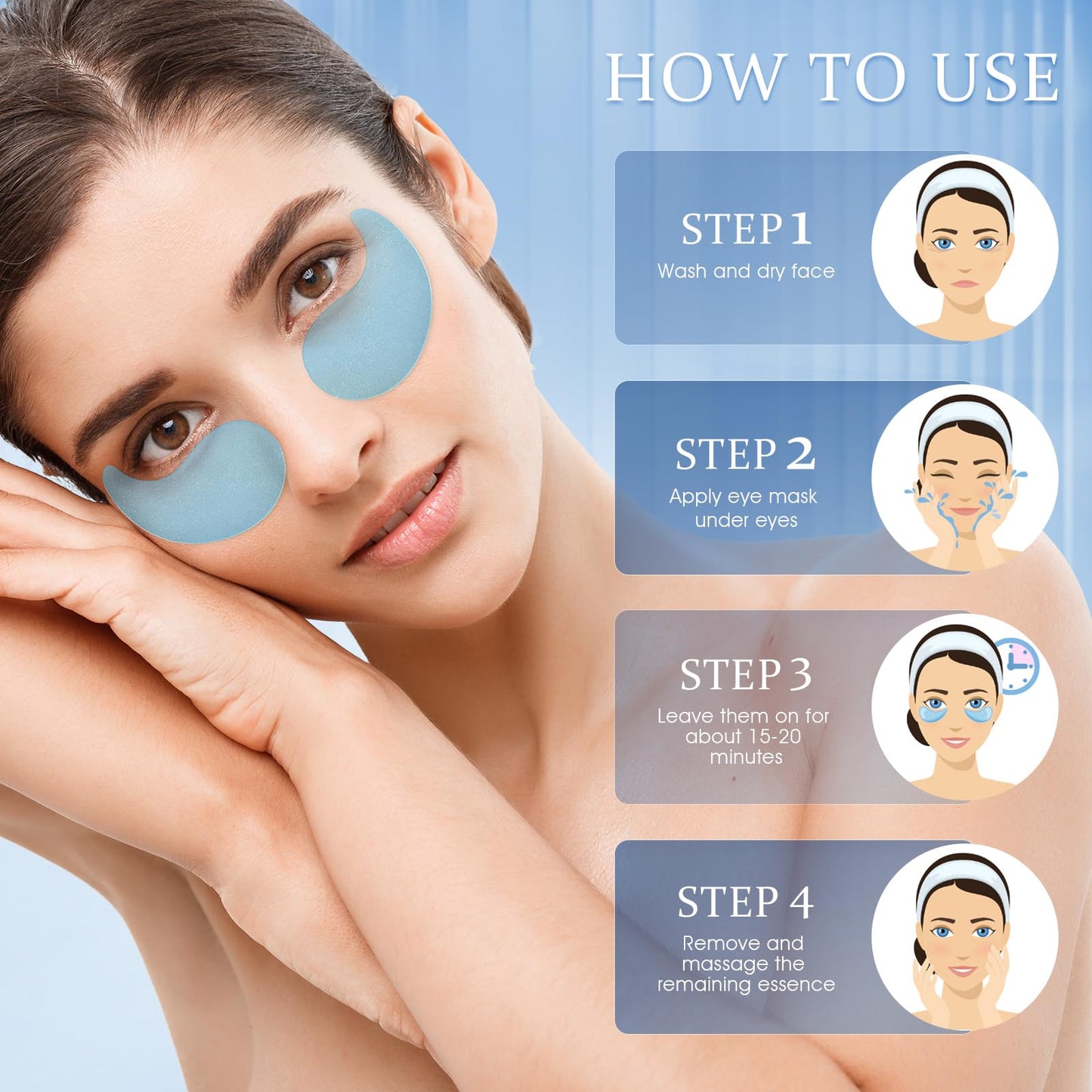 YOYORY Under Eye Patches Masks - for Eye bags with Collagen and Hyaluronic Acid, Dark Circles,and Fine Lines, Puffiness Smoothing Skin Care Treatment for Women and Men, Anti-Wrinkle(60 Pcs) Blue