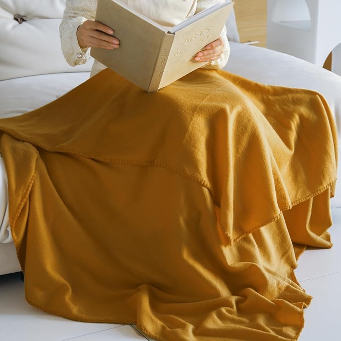 CAI TENG Fleece Throw Blanket Bulk 6 Pack Kid Blankets Soft Lightweight Cozy Polar Fleece 50 x 60 Throws Solid Pet-Friendly Bed Sofa Couch Fleece Fabric Travel Wedding Outdoor Mustard Yellow