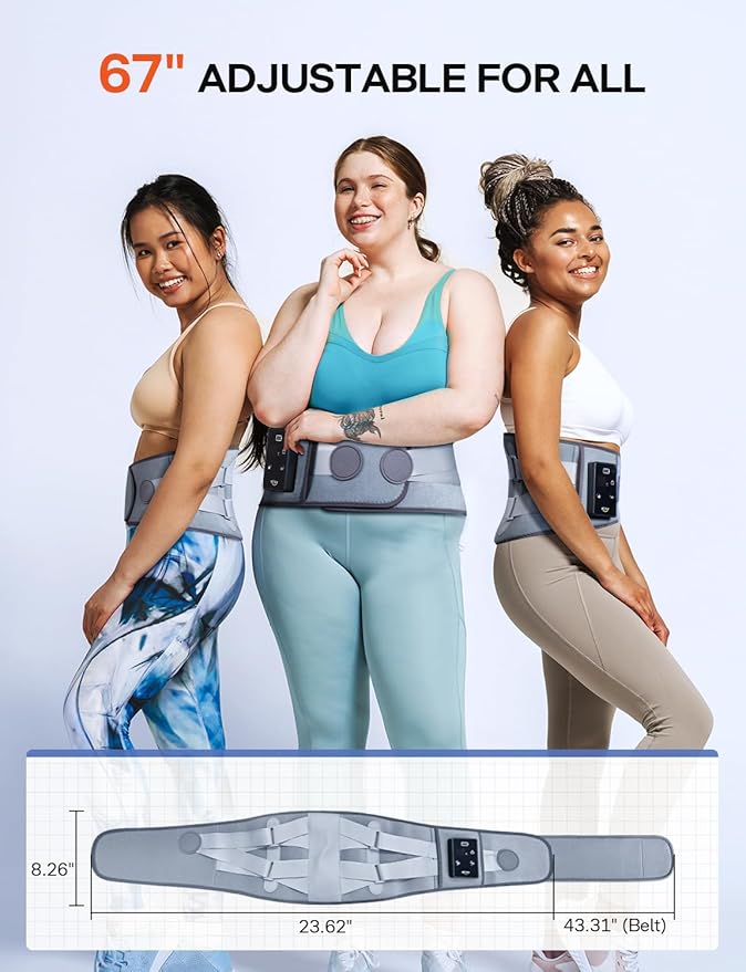 ALLJOY 67" Cordless Heating Pad for Back Pain Relief FSA Eligible HSA, Birthday Gifts for Women Men Mom Dad, Portable Lower Back Massager with 3 Heat 5 Vibration, Wireless Heating Pad for Cramps