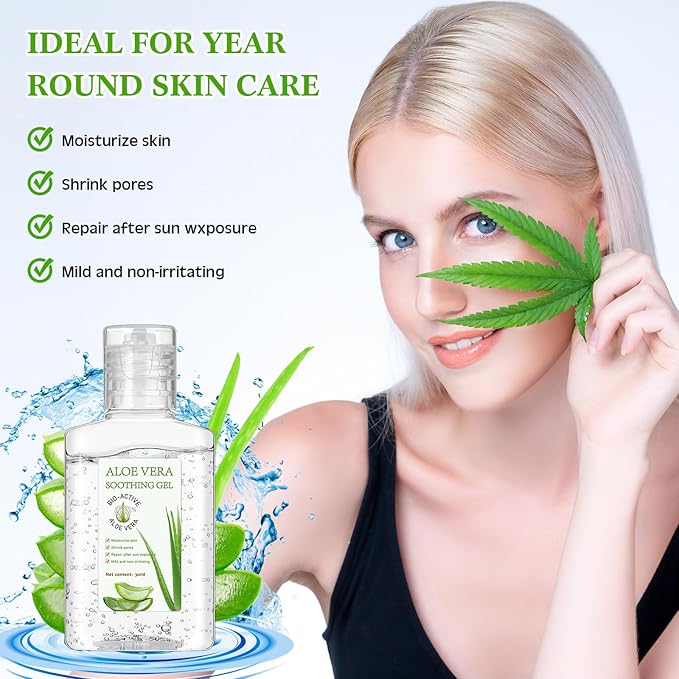 12 Pcs Mini Aloe Vera Gel Bulk for Christmas Wedding Party 1oz Soothing Moisture Aloe Gel Bulk Travel Size for Thank You Gifts Christmas Favors Wedding Party(Aloe Vera)