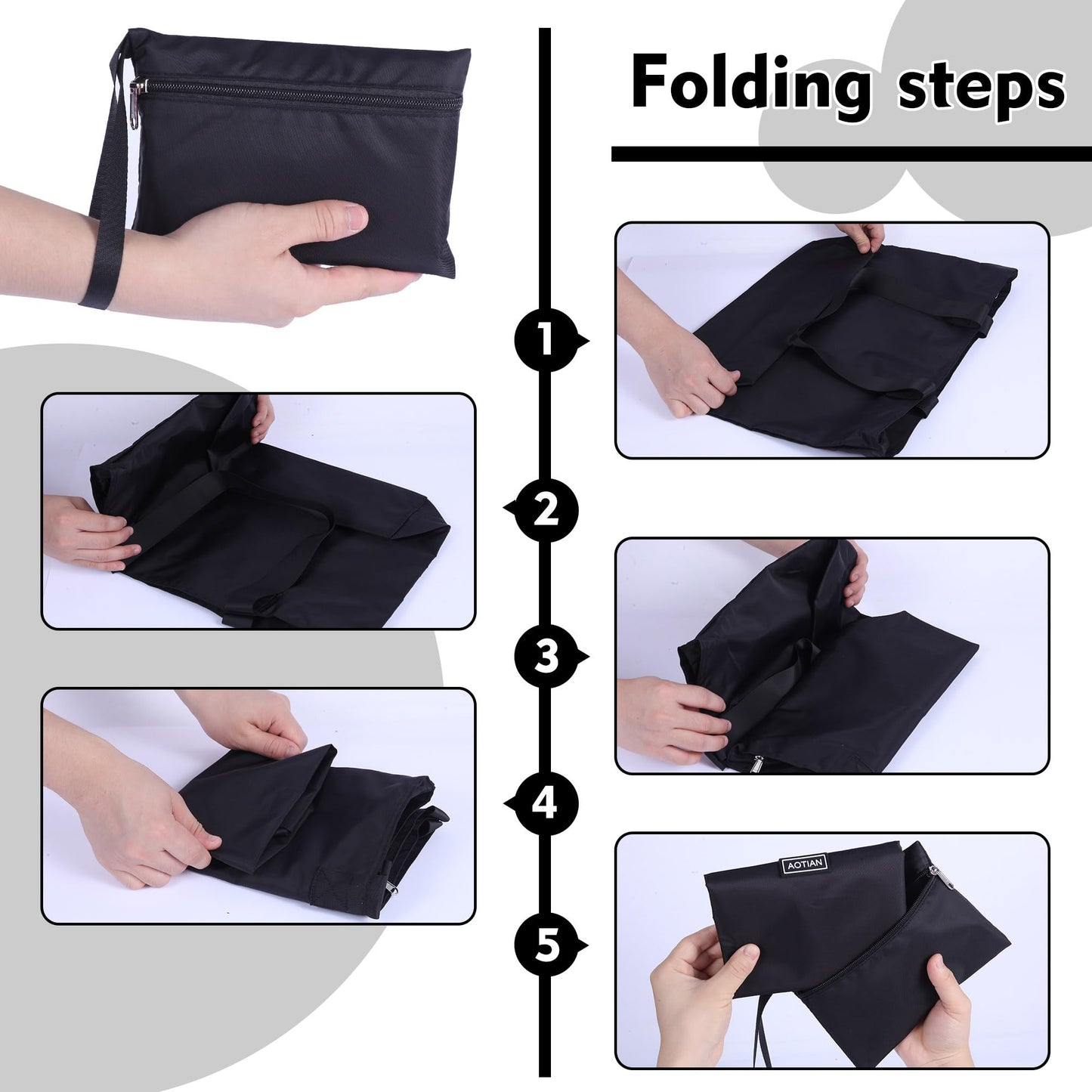 AOTIAN Heavy Duty 20 Liter Reusable Grocery Bags, Thickened Tear-Resistant Polyester Fabric Foldable Machine Washable Shopping Bags, Zipper Closure Water-Resistant Large Tote Bag Travel Gym Beach Bag