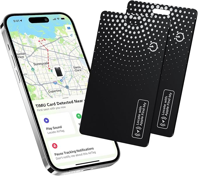2-Pack Air Tracker Tag Wallet Tracker [Apple MFi Certified] (iOS Only) Bluetooth Tracker Smart Finder for Apple Find My, iPhone Card Wallet Finder, Wireless Charging, for Bags, Keys, Passport