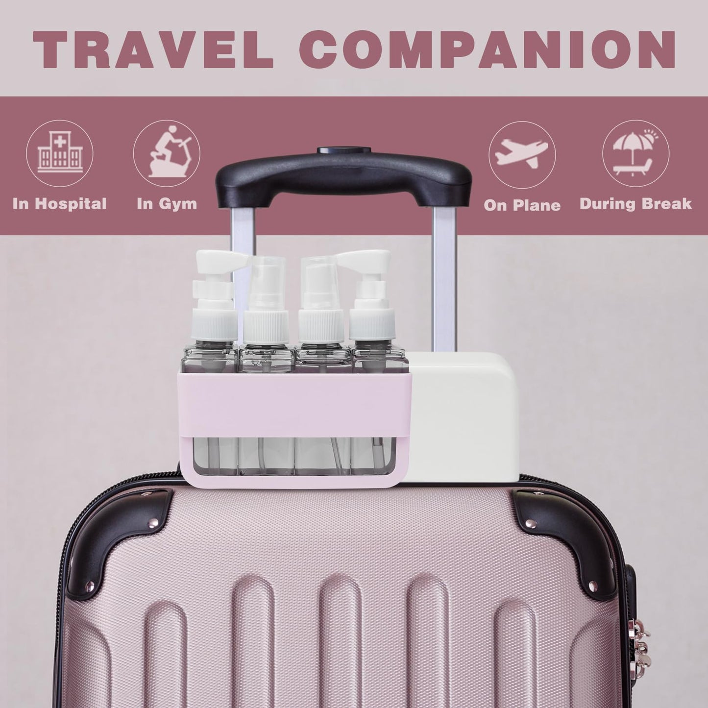 SyuCeia TSA Approved Travel Bottles - Leak Proof BPA-Free Plastic Toiletries Bottles for Shampoo, Lotion & Conditioner | Refillable Travel-Size Containers | Airplane Carry-On Essentials (Pink)