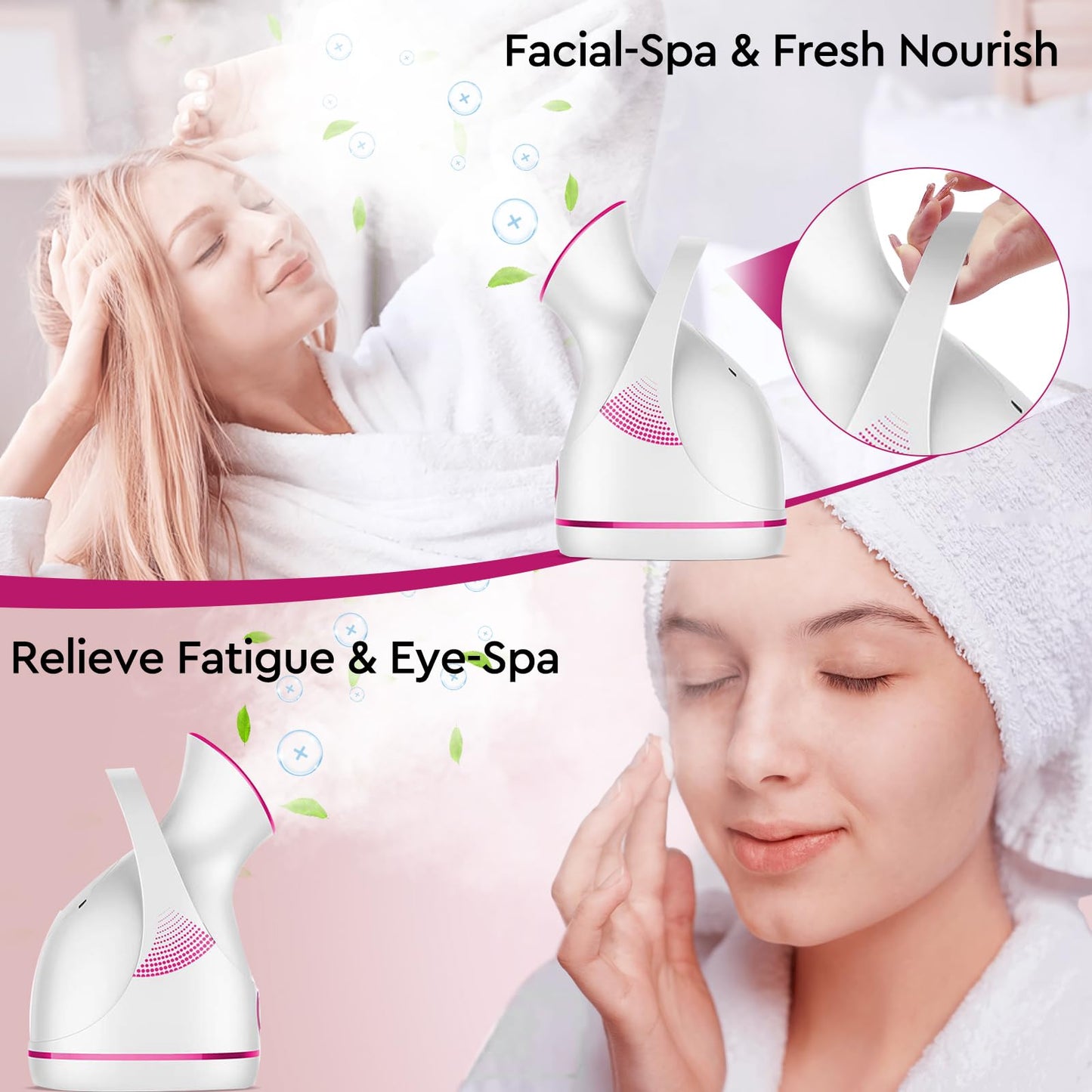 Amconsure Facial Steamer - Nano Ionic Face Steamer Warm Mist Steamer for Home Sauna SPA, Humidifier for Face Steamer for Deep Cleaning Unclogs Pores Sinuses - Bonus 5 Piece Stainless Steel Skin Kit