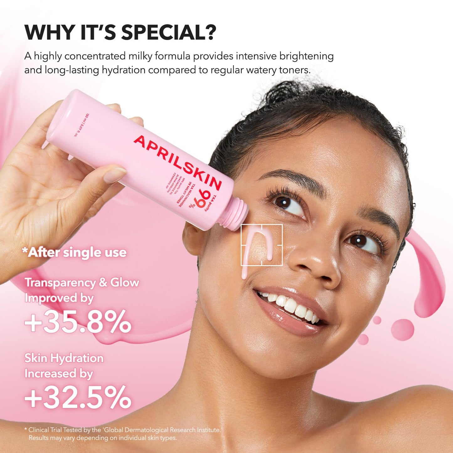 APRILSKIN TXA+Niacinamide 99 Pink Milky Toner | 99% High-Purity TXA 3%+ Niacinamide 5% for Brightening | Highly Concentrated Cream Toner | Deep Moisturizing Formula for Dull Skin | 5.07 fl.oz.