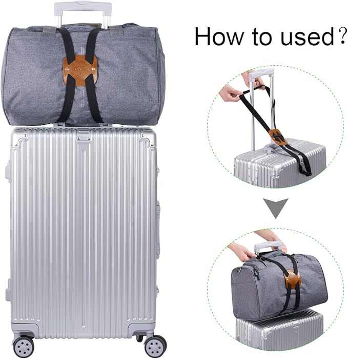 Adjustable Luggage Straps for Suitcases Add a Bag High Elastic Travel Bag Bungees Connecting Carry On Bag TSA Approved (2 Pack Black)