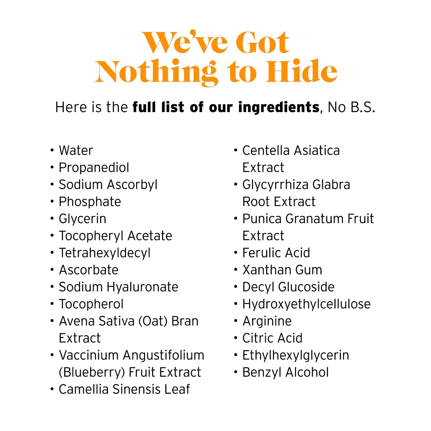 No Bad Stuff - Vitamin C + E Serum - Firming Face Serum for Anti-Aging, Smooths, Hydrates, Plumps Fine Lines & Reduces Dark Spots (1 fl oz)