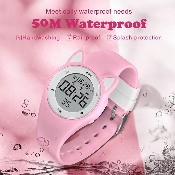 Kids Watches for Girls Boys Digital Sport Watch with Step Counter Pedometer Vibration Alarm Clock, No App Waterproof Fitness Tracker Kids Watch Boys Girls Teens Students Ages 5-16