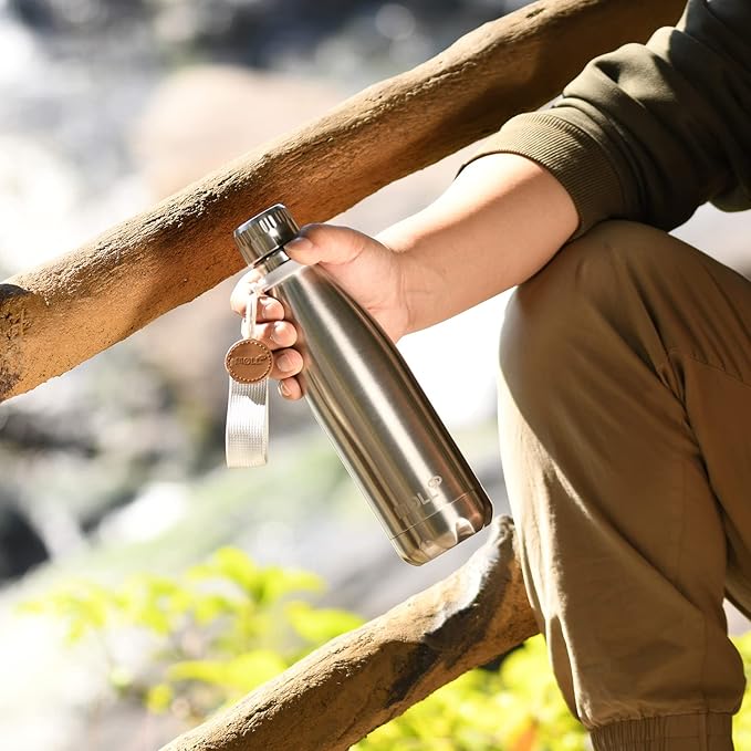 17 oz Stainless Steel Water Bottle-Insulated Water Bottle-Sports Water Bottle for School Double Walled Vacuum Cola Shape-Leak Proof Sport Water Bottle(SS)