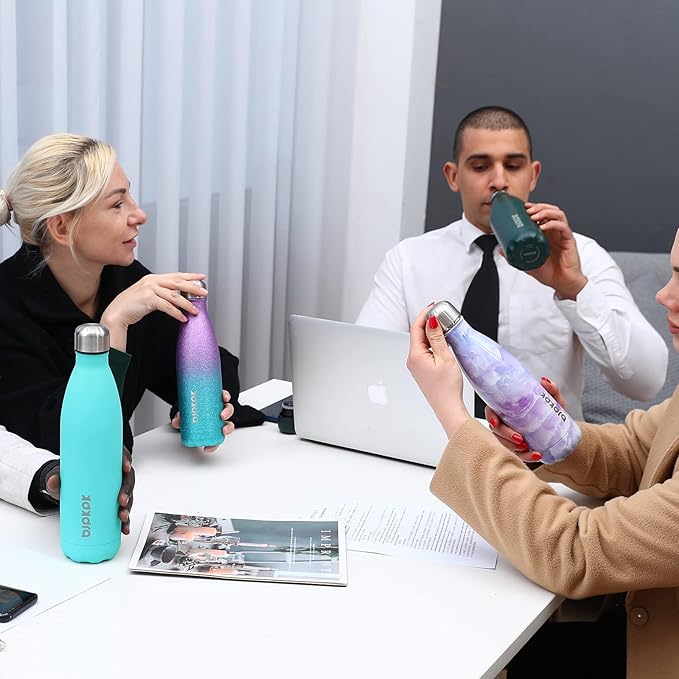 BJPKPK Insulated Water Bottles 17oz Stainless Steel Sports Water Bottles Keep Cold for 24 Hours and Hot for 12 Hours,BPA Free,Marble Ice