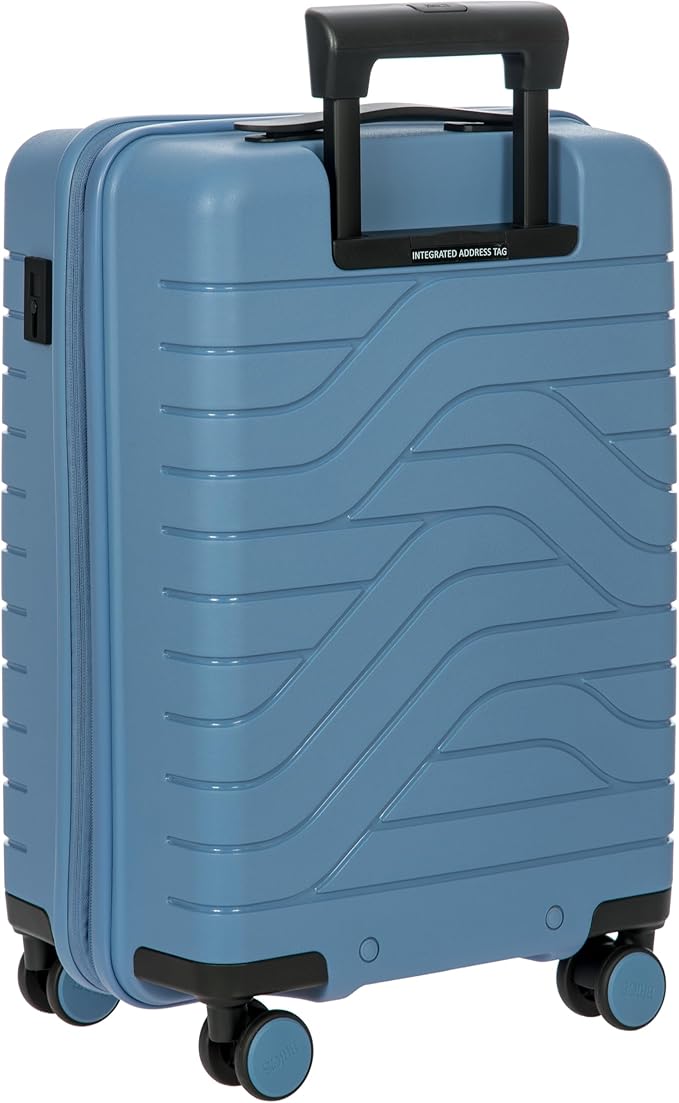Bric's B|Y Ulisse Spinner Suitcase - 21" Inch Carry-On Luggage - Hard Exterior and TSA-Approved Lock - Grey Blue