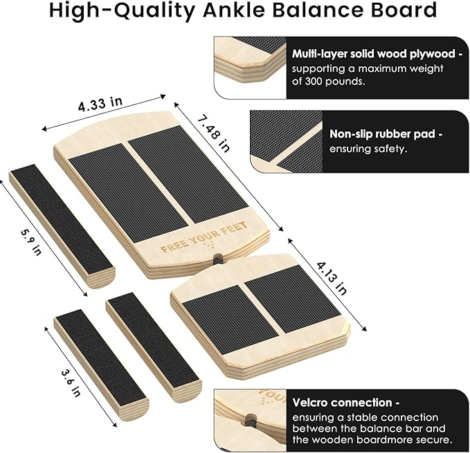 Ankle Balance Board Foot Strengthener Trainer Ideal for Sprained Ankle Recovery Stability Exercises and Physical Therapy Plus Posture Corrector and Foot Stretcher for Plantar Fasciitis Relief