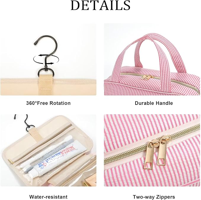 YOOLIFE Hanging Toiletry Bag Makeup Bag for Women Girls, Initial Toiletry Bag Cosmetic Bag, Personalized Birthday Gifts for Women Teen Girls, Letter A, Blue