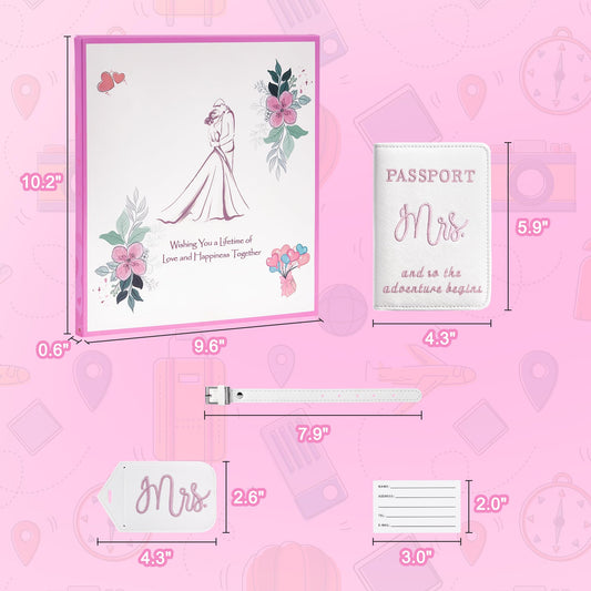 Mr and Mrs Luggage Tags & Passport Holders Set, Bridal Shower Gifts for Bride - Honeymoon Travel Essentials, Wedding Gifts for Couples 2025, Vacation Must Haves