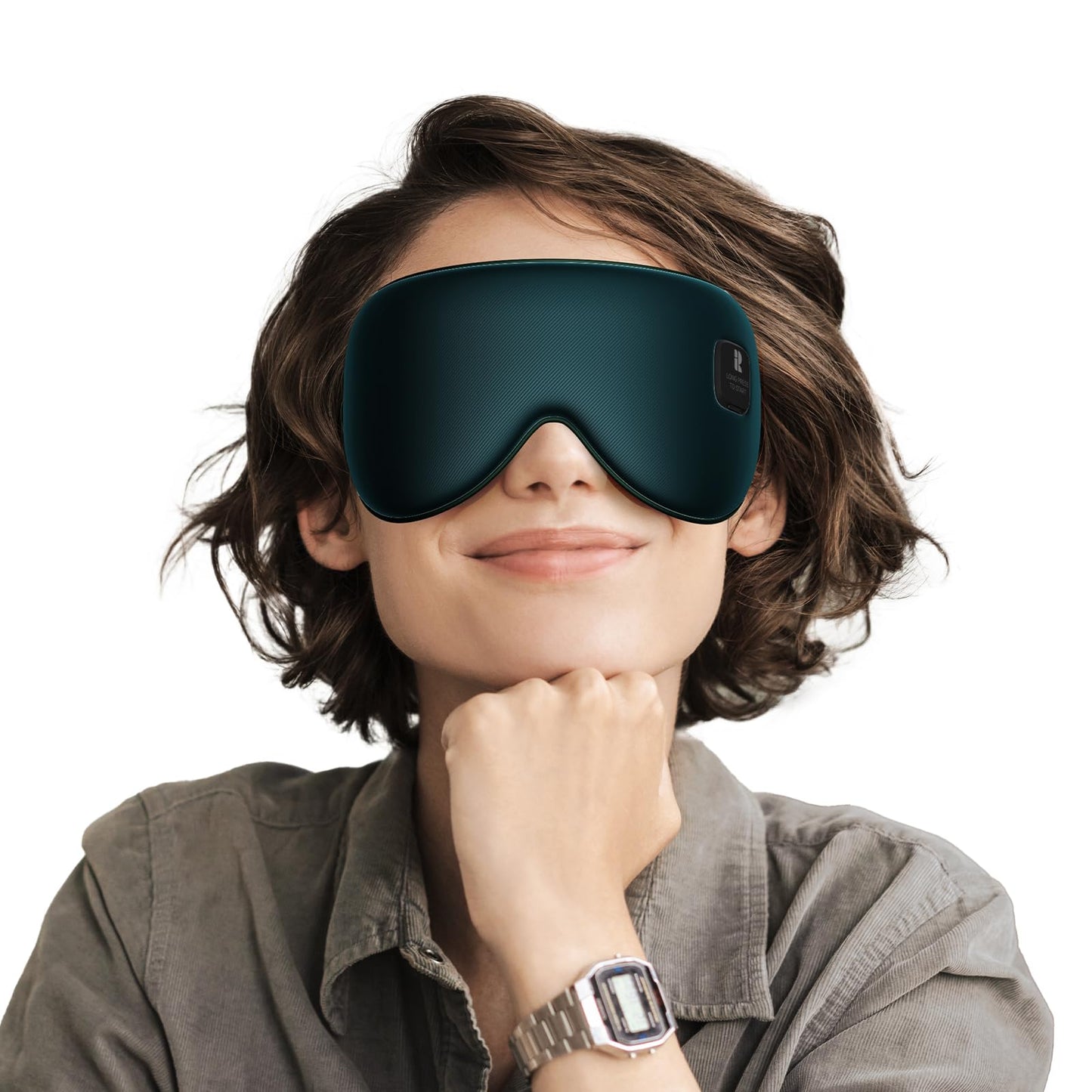 Silk Cordless Heated Eye Mask, Compress Heating Pad for Dry Eye Stye Eye Strain, Blackout Electric Warm Eye Mask for Airplane Sleeping for Travel, Idea for Women/Men (Silk-Green)