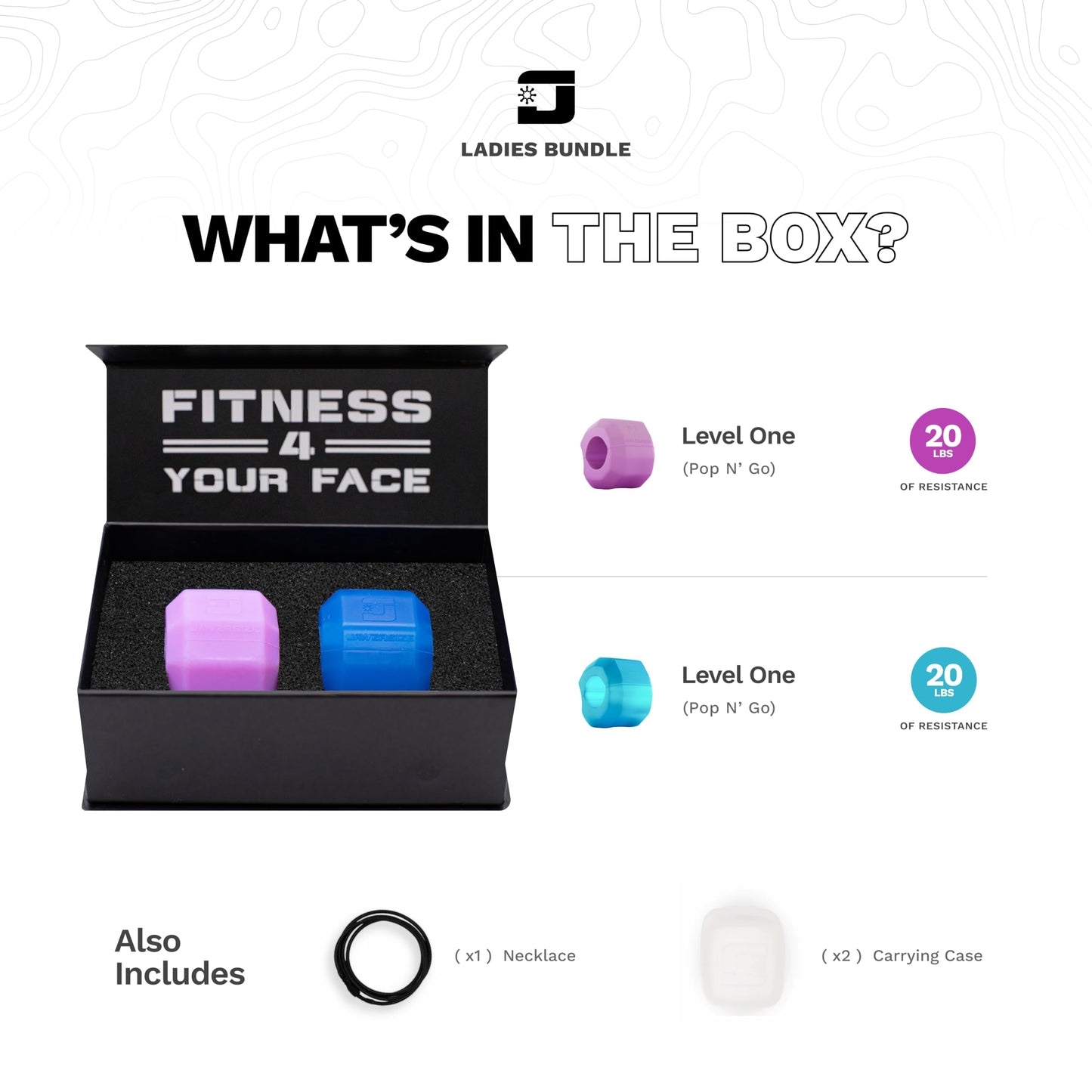 Jawzrsize Jaw Exerciser for Women - Double Chin Reducer, Facial Toner, Neck Exerciser for Younger and Healthier Look Helps Reduce Stress and Cravings Jawline Trainer (Ladies Kit)