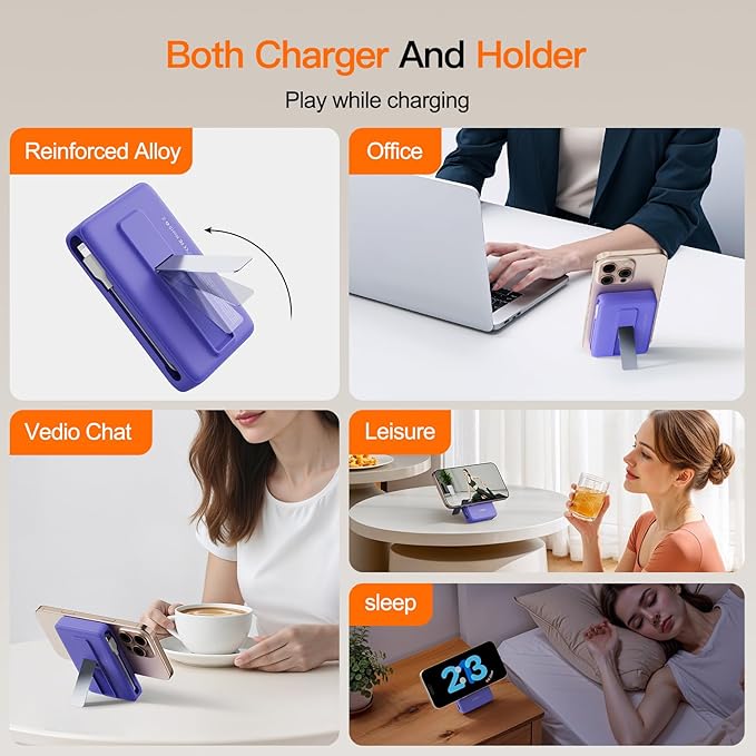 2025 Latest Portable Charger, 16800mAh Magnetic 15W Wireless Power Bank with 2 Built in Cables, LED Display Battery Pack Travel Essentials for iPhone 17/16/15/14/13/12/Pro/Mini/Pro Max