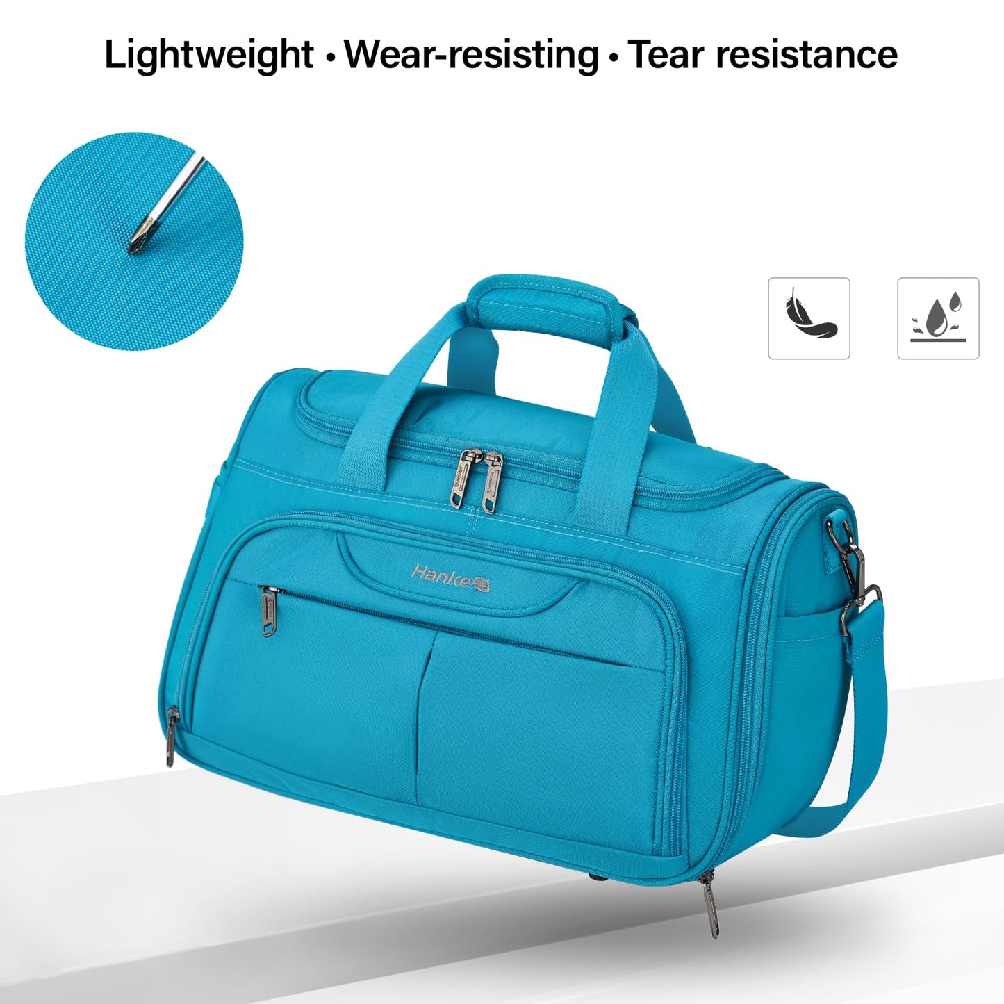 Hanke Foldable Underseat Carry On luggage Bag, Travel Tote Bag for Women & Men, Personal Item Travel Bag Softside Lightweight Luggage Bags for Travel Flight Crew Overnight Weekender.(Caribbean Blue)