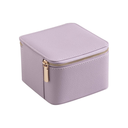 Frebeauty Small Travel Jewelry Box,Travel Jewelry Case with 6 Pouch Bags,Portable Travel Jewelry Organizer,Mini Jewelry Storage,3.35 x 4.9 x 4.8 Inches,Gift Idea for Women Girls (Purple)