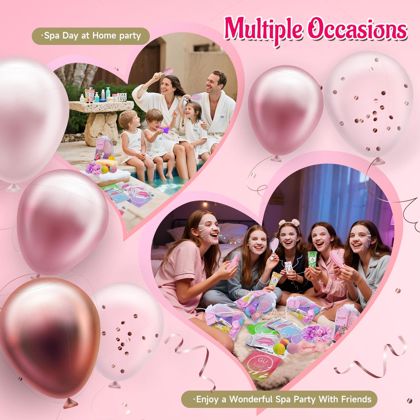 VESPRO 110PCS Spa Party Supplies for Girls Spa Party Favors Include Face Masks Skincare,Hand Cream,Lip Balm,Eye Patches,Lip Mask,mini Hair Brush, Stocking Stuffers for teen Girls，Sleepover Party gifts