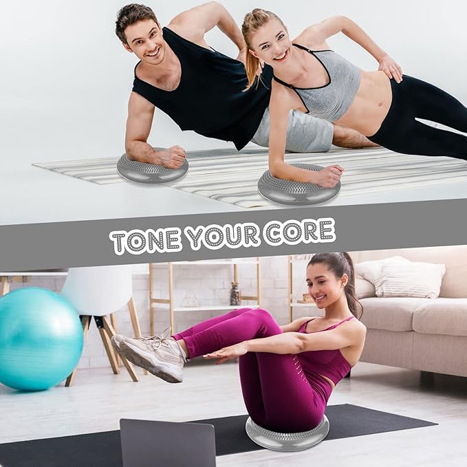 Jerify 4 Pcs Wiggle Seat Flexible Inflated Wobble Cushion Stability Balance Pad Balance Disc Sensory Seat for Men Women Fitness Physical Exercise Improving Posture Home Office