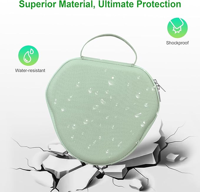 BOVKE Hard Carrying Case with Sleep Mode for Apple AirPods Max Wireless Over-Ear Headphones, AirPods Max Protective Portable Storage Bag with Mesh Pocket for Headphone Accessories, Green