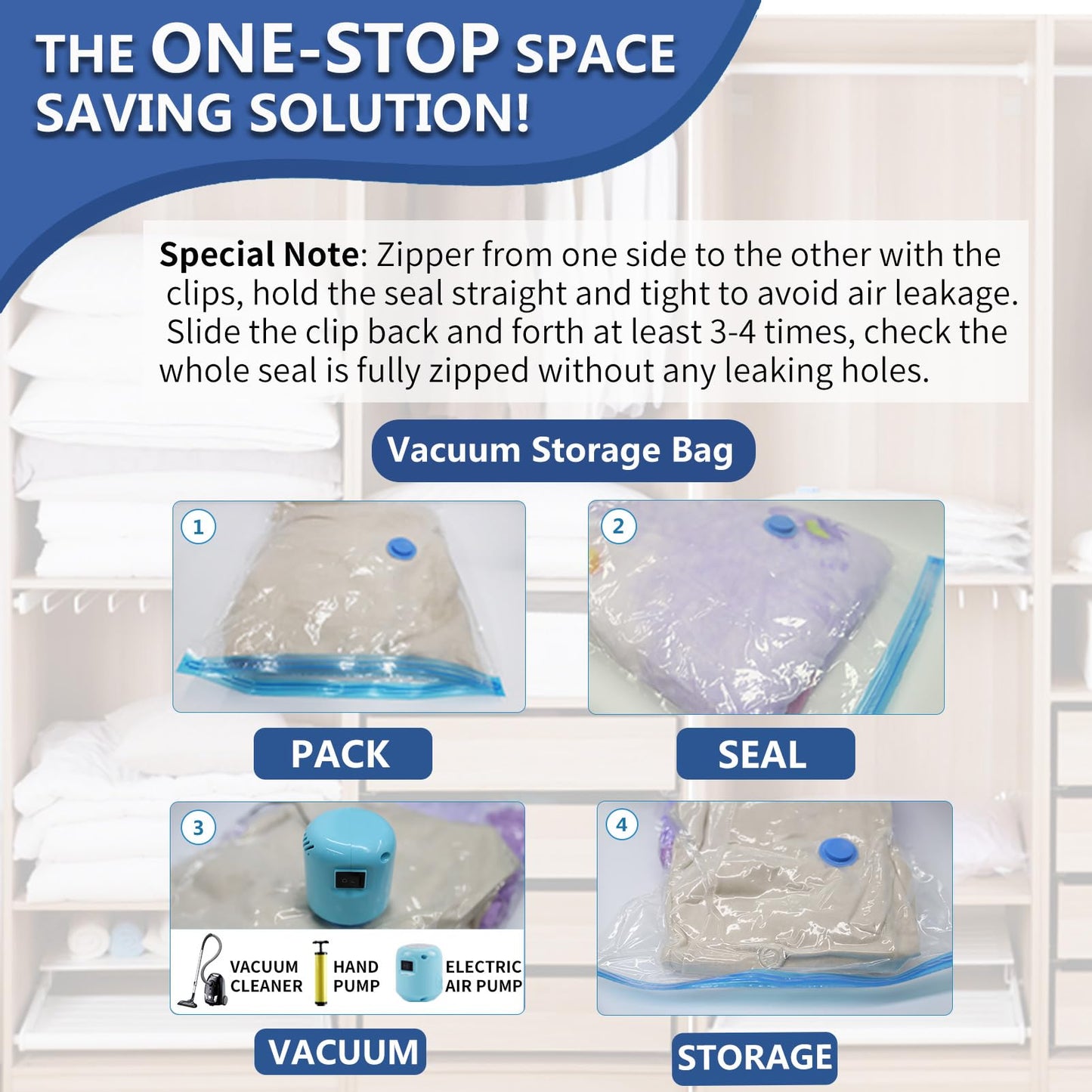 Vacuum Storage Bags, 10 Small Space Saver Vacuum Sealed Bags for Clothes, Compression Bag Blanket Storage Travel Essentials