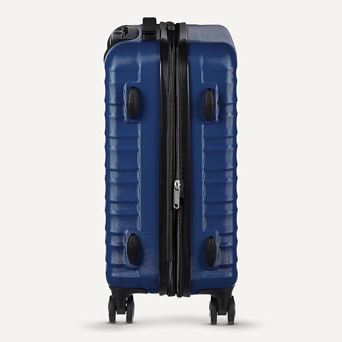 Amazon Basics 2-Piece Set (21", 30"), Hardshell Suitcases With Wheels, Expandable For Up to 25% More Space, With Scratch-Resistant Surface, Four Multi-directional Wheels, Navy Blue