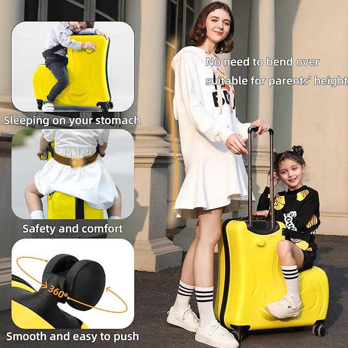 Kids Ride On Suitcase with Wheels, Scooter Luggage for Toddlers Travel, Durable Children's Suitcase for Boys & Girls Ages 2-12 Years